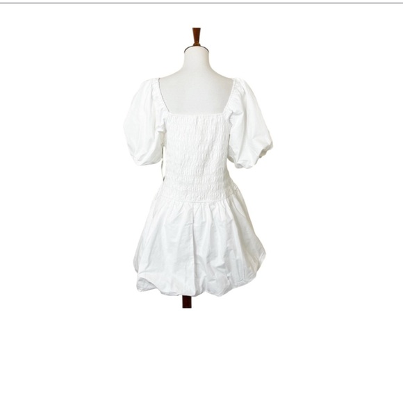 Tuckernuck Caterina Mini Dress L NWT White Cotton Smocked Puff Sleeve Boho - Picture 10 of 10